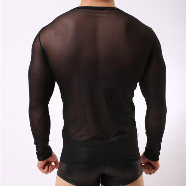 Camisetas masculina LGBTQ, manga longa, Undershirt, Nylon, Sleeves T Shirts Male Sexy transparente shirt Underwear - Image 3