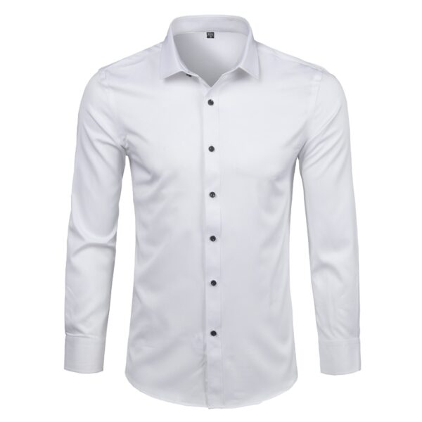 Camisas masculina em fibra de bambu, slim fit, manga comprida, sem ferro, fácil cuidado, formal, roxa, nova, 2023 - Image 18