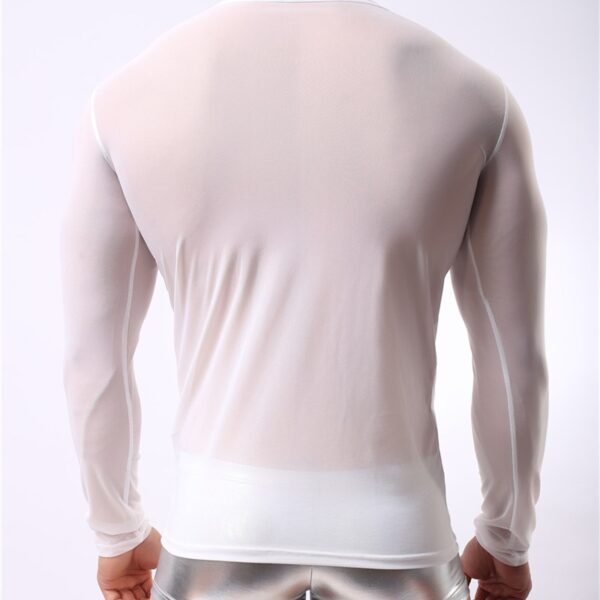Camisetas masculina LGBTQ, manga longa, Undershirt, Nylon, Sleeves T Shirts Male Sexy transparente shirt Underwear - Image 2