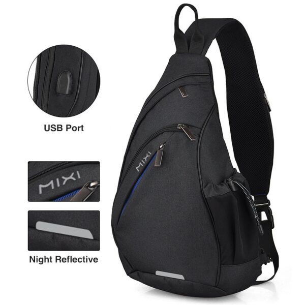 Mochila de Ombro MIXI, Bolsa Crossbody Sling USB, Ciclismo, Esportes, Viagem, Moda Versátil, Bolsa de Estudante - Image 6