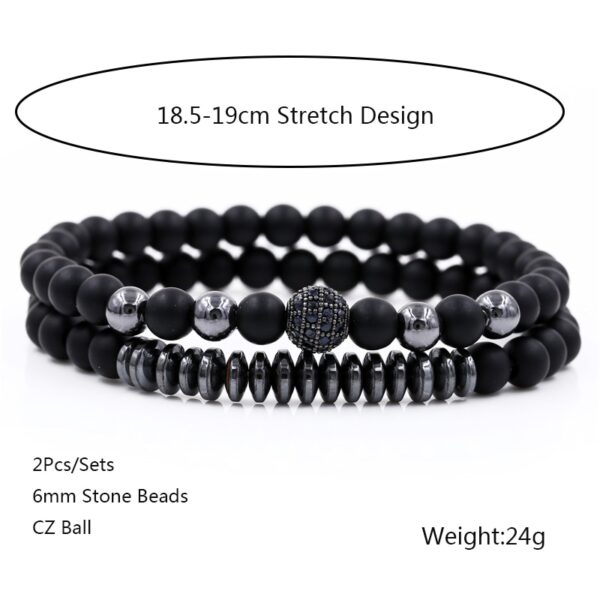 Pulseiras masculina, kit 3 pçs, micro pave cz 8mm disco ball & bar encantos, conjunto, 6mm matte contas de pedra pulseira bileklik - Image 20