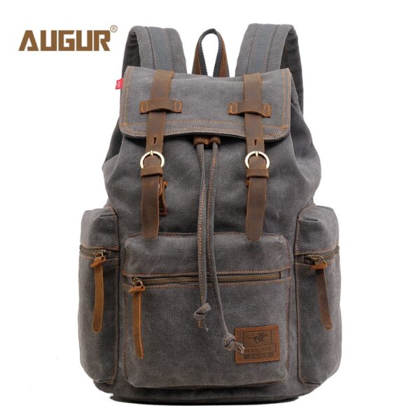 Mochila de lona vintage AUGUR, escolar, bolsa de viagem, grande capacidade, bolsa retrô para laptop, nova moda - Image 4