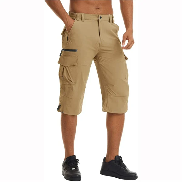 Bermudas masculina cargo, Tacvasen, secagem rápida, 3/4 comprimento, calças capri, multi-bolsos, comprimento do joelho, de verão, praia - Image 15
