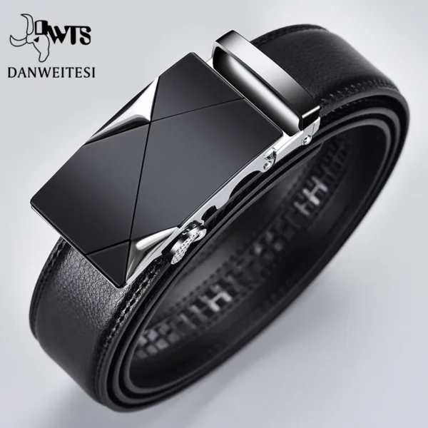 Cintos de couro genuíno, masculino, [Dwts],  fivela automática preto, cintos cummerbunds cinturão homens - Image 7