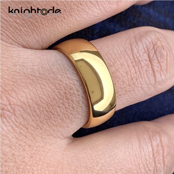 Anéis unissex, Clássico Cor Do Ouro, Casamento Banda De Carboneto De Tungstênio, Jóias Dome Polido Acabado Conforto Fit - Image 6