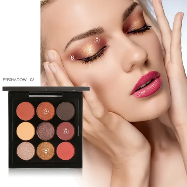 Sombras feminina - Paleta de sombras foscasFocallure, impermeável, duradoura, diamante, brilho, glitter, maquiagem de sombra, cosméticos, 9 cores - Image 9