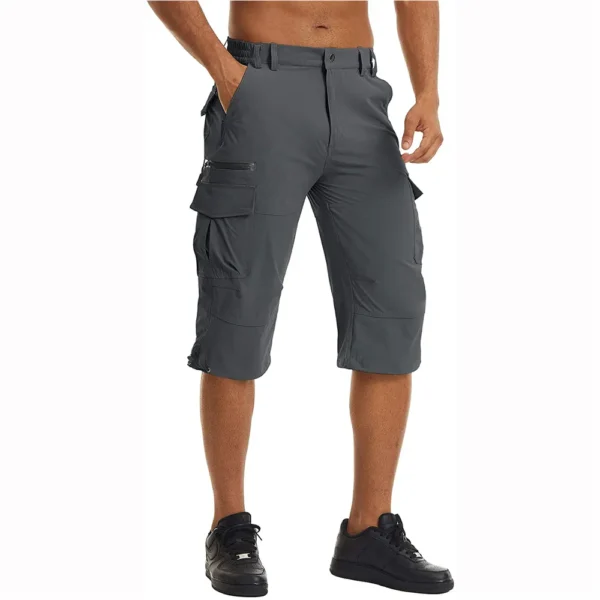 Bermudas masculina cargo, Tacvasen, secagem rápida, 3/4 comprimento, calças capri, multi-bolsos, comprimento do joelho, de verão, praia - Image 13
