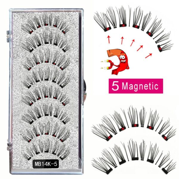 Cílios magnéticos naturais com imã, Mb3k 5,  3d artesanal 8 pçs magnético cílios conjunto pinça vison, olho cílios falso. - Image 2