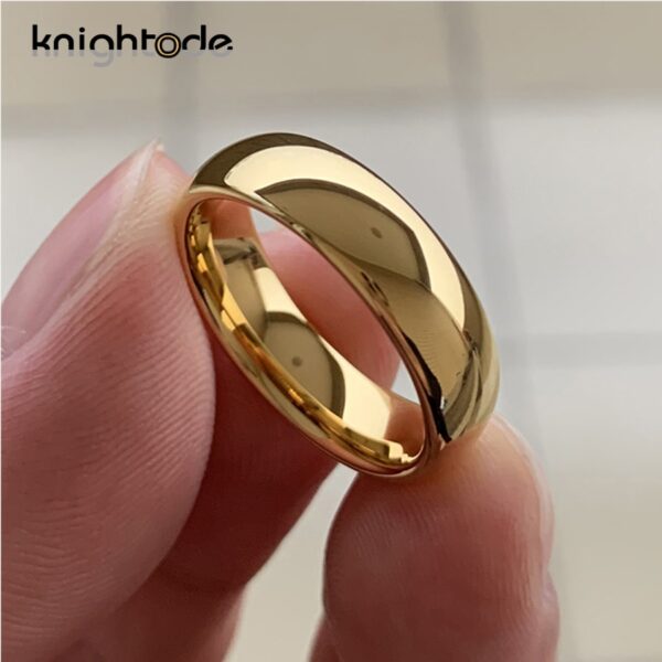Anéis unissex, Clássico Cor Do Ouro, Casamento Banda De Carboneto De Tungstênio, Jóias Dome Polido Acabado Conforto Fit - Image 5