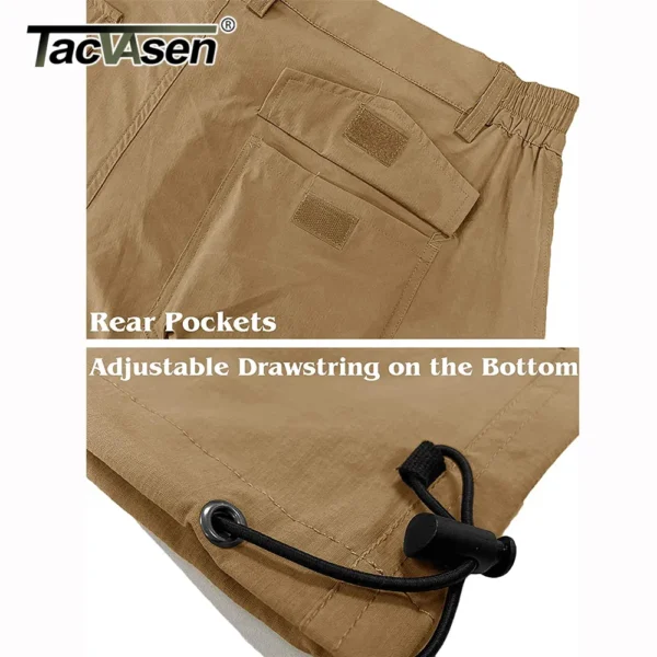 Bermudas masculina cargo, Tacvasen, secagem rápida, 3/4 comprimento, calças capri, multi-bolsos, comprimento do joelho, de verão, praia - Image 6