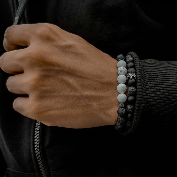 Pulseiras masculina, kit 3 pçs, micro pave cz 8mm disco ball & bar encantos, conjunto, 6mm matte contas de pedra pulseira bileklik - Image 15