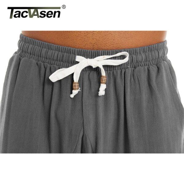 Bermudas masculina de linho de algodão harém, Tacvasen, abaixo do joelho baggy yoga fitness 3/4 - Image 8