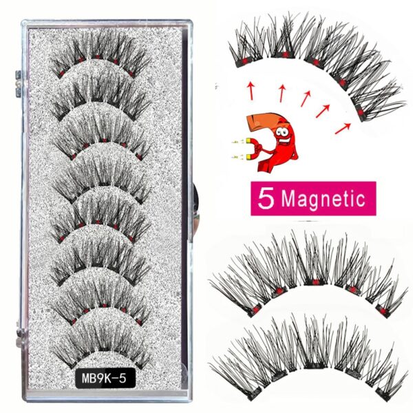 Cílios magnéticos naturais com imã, Mb3k 5,  3d artesanal 8 pçs magnético cílios conjunto pinça vison, olho cílios falso. - Image 19