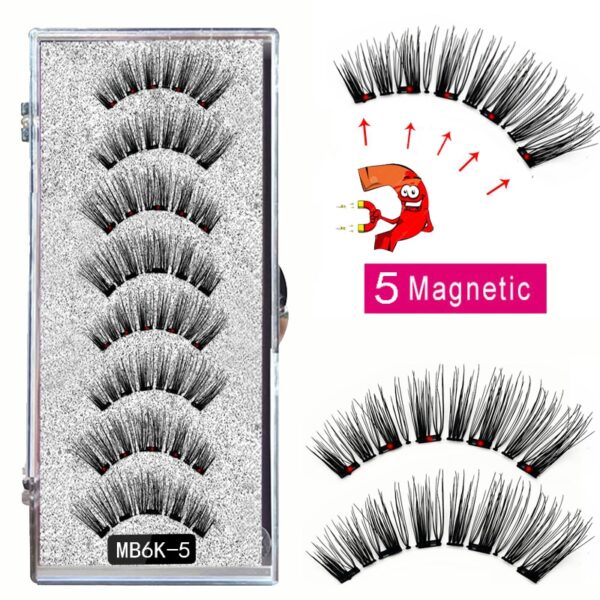 Cílios magnéticos naturais com imã, Mb3k 5,  3d artesanal 8 pçs magnético cílios conjunto pinça vison, olho cílios falso. - Image 3