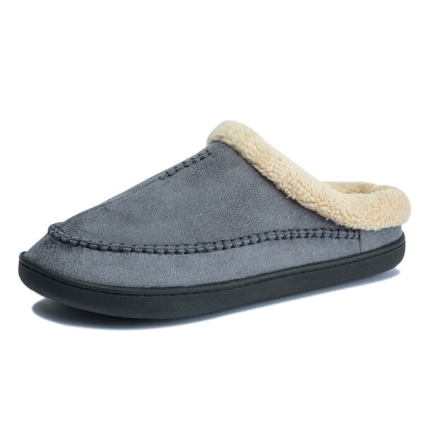 Chinelos masculino de couro impermeáveis, sapatos de algodão de camurça, fundo grosso, quente, casa interior, inverno - Image 3