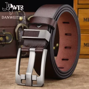 Cintos de couro genuíno, masculino, DWTS, com fivela de pino, alça masculina, alta qualidade, luxo, extravagante, vintage frete