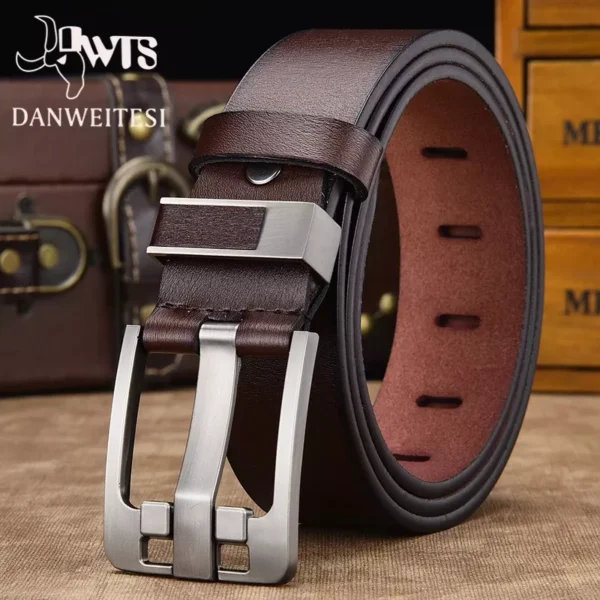 Cintos de couro genuíno, masculino, DWTS, com fivela de pino, alça masculina, alta qualidade, luxo, extravagante, vintage frete