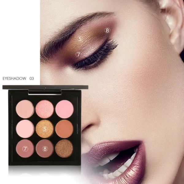 Sombras feminina - Paleta de sombras foscasFocallure, impermeável, duradoura, diamante, brilho, glitter, maquiagem de sombra, cosméticos, 9 cores - Image 7