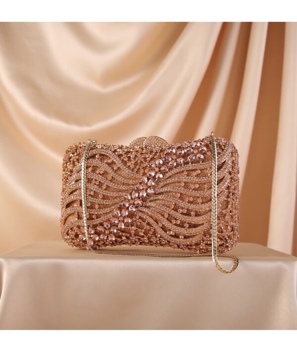 Bolsa feminina Cristal Diamante Beading Clutch Purse, Evening Bag, Chain Shoulder Bag, Prata, Ouro, Preto - Image 10