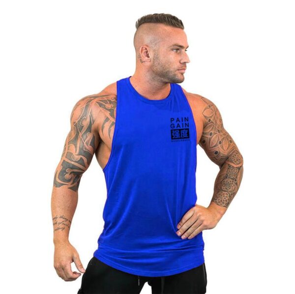 Camiseta masculina regata esportiva sem mangas, camiseta com corte muscular, camisa em y para treino - Image 27