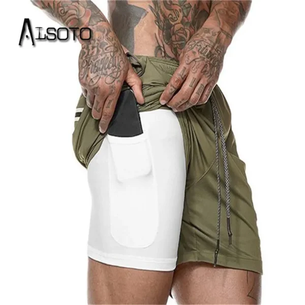 Shorts masculino de secagem rápida, natação, roupa de banho, maiô, calções de banho, praia, ginástica, boxer surf, bolso, verão - Image 2