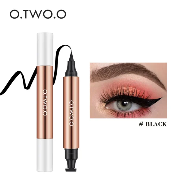 Delineador selo preto líquido, O.TWO.O,  caneta à prova d água, rápido seco double-ended eye liner lápis maquiagem - Image 3