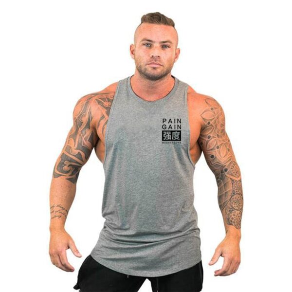 Camiseta masculina regata esportiva sem mangas, camiseta com corte muscular, camisa em y para treino - Image 16