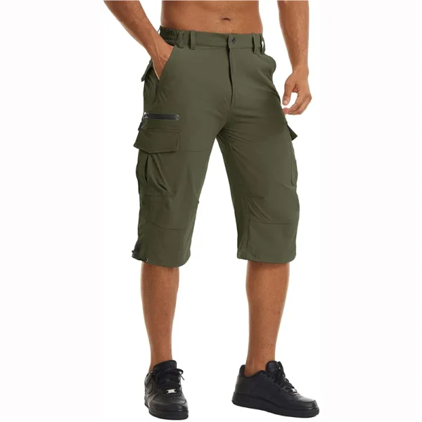 Bermudas masculina cargo, Tacvasen, secagem rápida, 3/4 comprimento, calças capri, multi-bolsos, comprimento do joelho, de verão, praia - Image 14