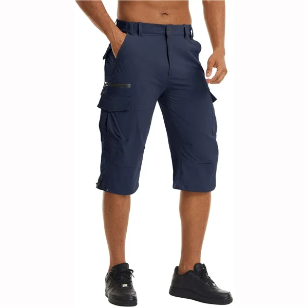 Bermudas masculina cargo, Tacvasen, secagem rápida, 3/4 comprimento, calças capri, multi-bolsos, comprimento do joelho, de verão, praia - Image 9