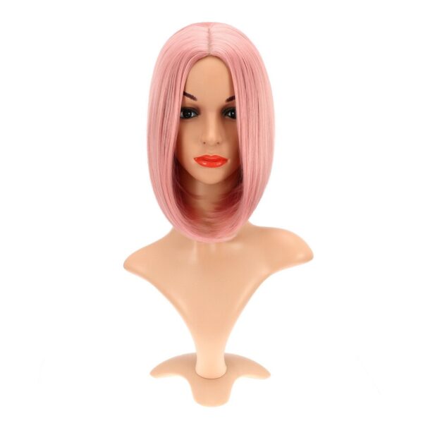 Peruca curta reta sem franja, fibra sintética resistente ao calor, loira colorido, perucas curtas rosa, traje cosplay - Image 4