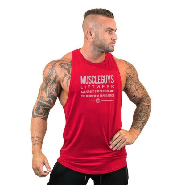 Camiseta masculina regata esportiva sem mangas, camiseta com corte muscular, camisa em y para treino - Image 22