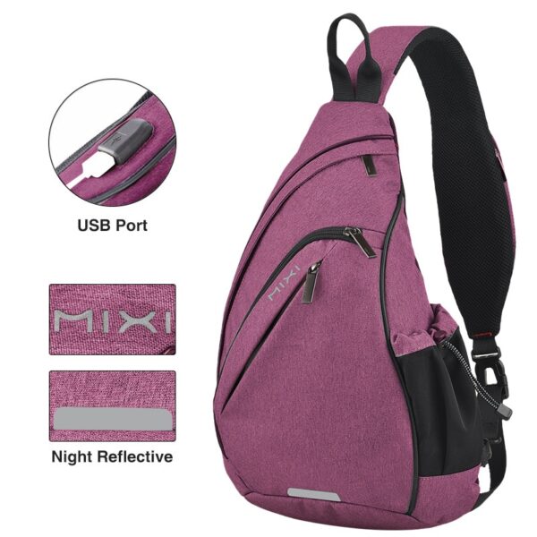 Mochila de Ombro MIXI, Bolsa Crossbody Sling USB, Ciclismo, Esportes, Viagem, Moda Versátil, Bolsa de Estudante - Image 8