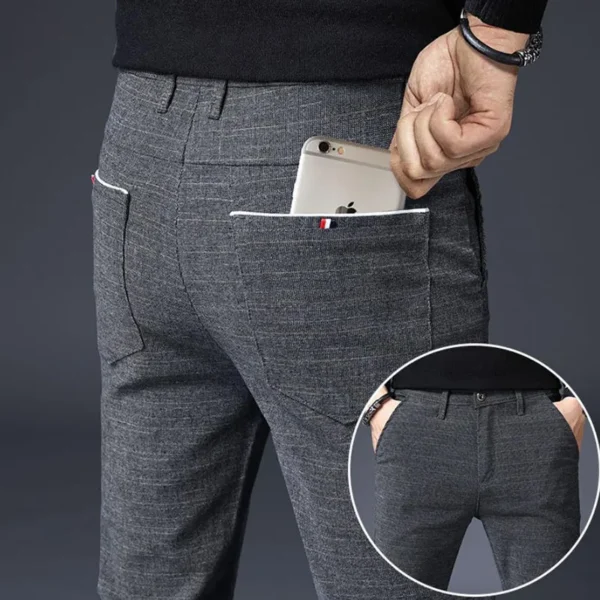 Calças masculina 4 estações, xadrez,  de negócios, roupas em linha reta casual harem calças tamanho 38 - Image 2