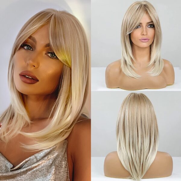 Perucas sintética cabelo médio ondulado, ELEMENTO, perucas louras castanhas misturadas, resistente ao calor, faixa respirável, festa diária, legal - Image 10