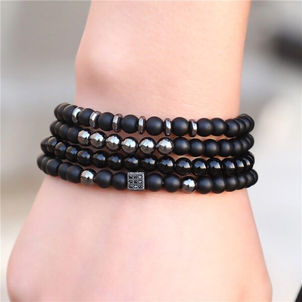 Pulseiras masculina, kit 3 pçs, micro pave cz 8mm disco ball & bar encantos, conjunto, 6mm matte contas de pedra pulseira bileklik - Image 10