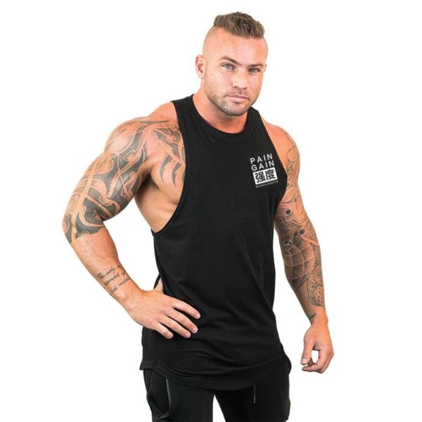 Camiseta masculina regata esportiva sem mangas, camiseta com corte muscular, camisa em y para treino - Image 21