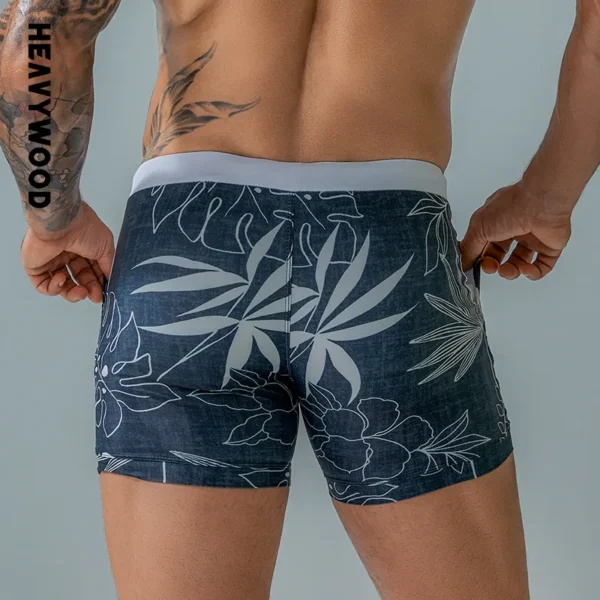 Sungas masculina de banho, boxer, cordão elástico na cintura, shorts maiô, plus size, swimwear secagem rápida, shorts de verão - Image 3