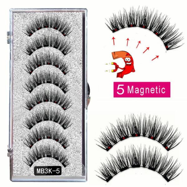 Cílios magnéticos naturais com imã, Mb3k 5,  3d artesanal 8 pçs magnético cílios conjunto pinça vison, olho cílios falso. - Image 11