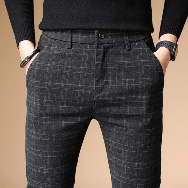 Calças masculina 4 estações, xadrez,  de negócios, roupas em linha reta casual harem calças tamanho 38 - Image 19