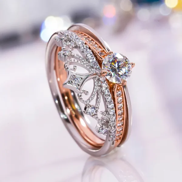 Anéis feminino, nova Coroa Moissanite Set Anel S925, Sterling Silver, Rose Banhado A Ouro, Fine Jewelry Noivado, Presente, 2023 - Image 2