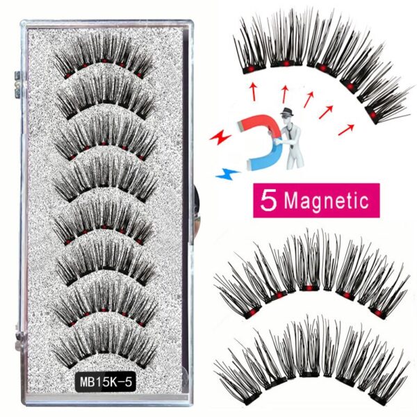 Cílios magnéticos, LEKOFO,  Natural Mink Eye Lashes, 5 Cílios Magnéticos, 4 Pares Ímãs, Faux Lashes Pinças, 8Pcs - Image 9