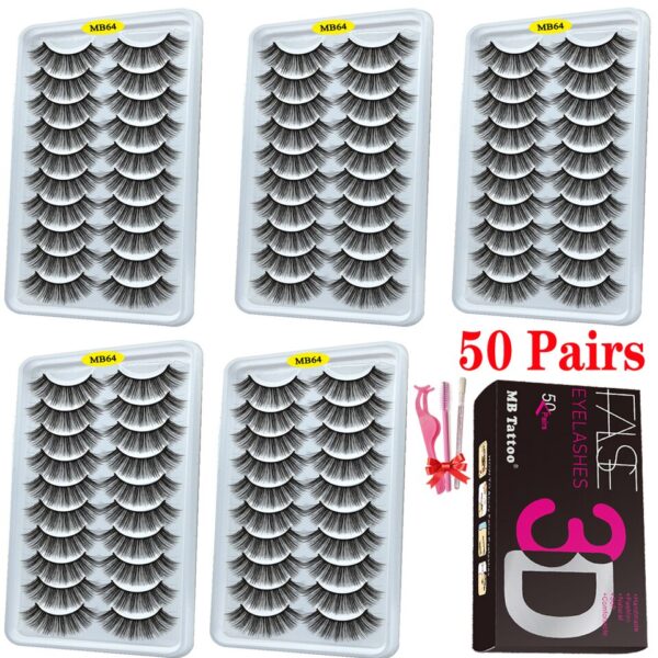 Cílios dramáticos naturais longos Mb, 3d vison, wispies cílios extensão olho, beleza, postiços conjunto falso, 50 pares - Image 18