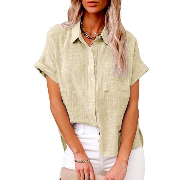 Camisas feminina de manga comprida com lapela, camisa extragrande solta, camisas brancas amarelas de lazer, blusas femininas, outono - Image 24