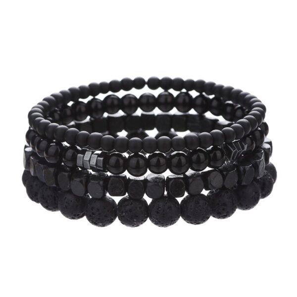 Pulseiras masculina, kit 3 pçs, micro pave cz 8mm disco ball & bar encantos, conjunto, 6mm matte contas de pedra pulseira bileklik - Image 18