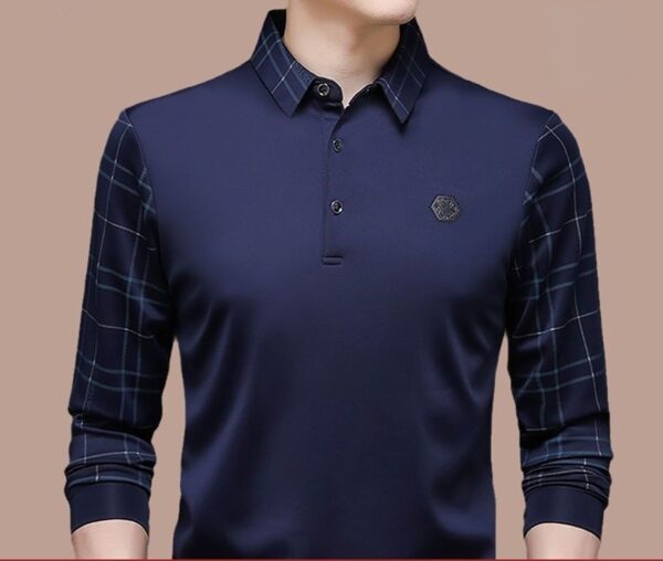 Camisetas masculina Polo gelo manga longa, camisa larga fina e lapela, tops, casual, primavera, verão, novo, 2023 - Image 4