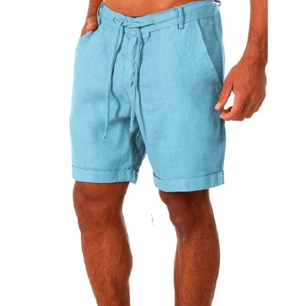 Bermudas masculina de linho de algodão, verão respirável cor sólida shorts, joggers casual streetwear - Image 8