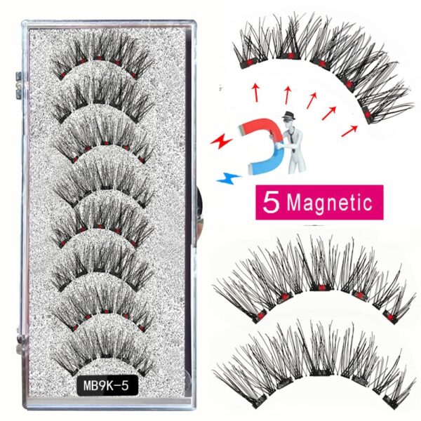 Cílios magnéticos, LEKOFO,  Natural Mink Eye Lashes, 5 Cílios Magnéticos, 4 Pares Ímãs, Faux Lashes Pinças, 8Pcs - Image 6