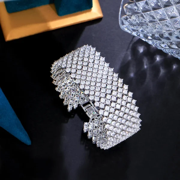 Pulseiras feminina, CWWZircons, Round Cubic Zirconia, Pavimentada, Pulseiras De Tênis, Chunky Statement, Big Wide, Jóias de luxo, nupcial, CB313, 352Pcs - Image 6