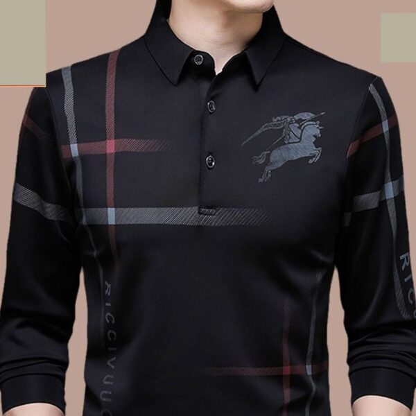 Camisetas masculina Polo gelo manga longa, camisa larga fina e lapela, tops, casual, primavera, verão, novo, 2023 - Image 11