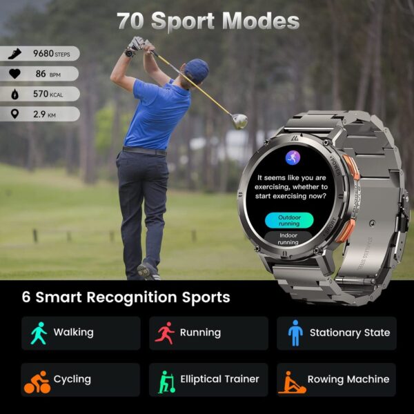 Relógio eletrônico inteligente 2023 KOSPET TANK T2 Smartwatch Ultra, Smartwatch AMOLED, Voz AI, Chamada Bluetooth, Rastreador De Fitness, Original,  digitais originais - Image 9
